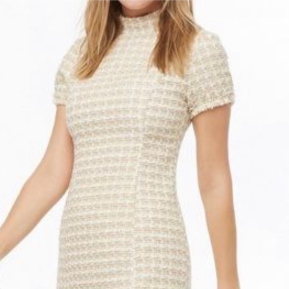 Forever 21 Contemporary Cream White And Gold Short Sleeve Dress Size Small - Picture 8 of 8